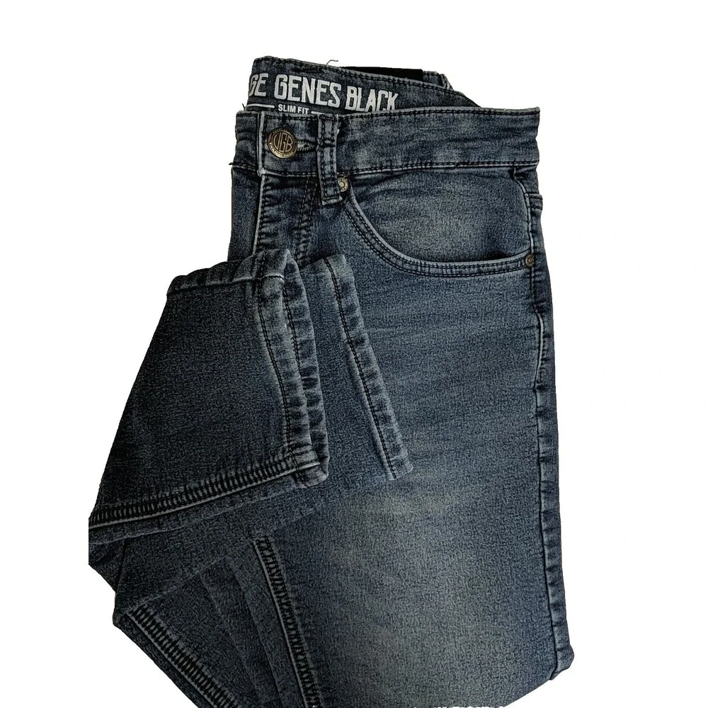 Vintage Genes Black VGB Jeans Men W28 L30 Slim Fit Dark Wash Blue - Picture 9 of 13